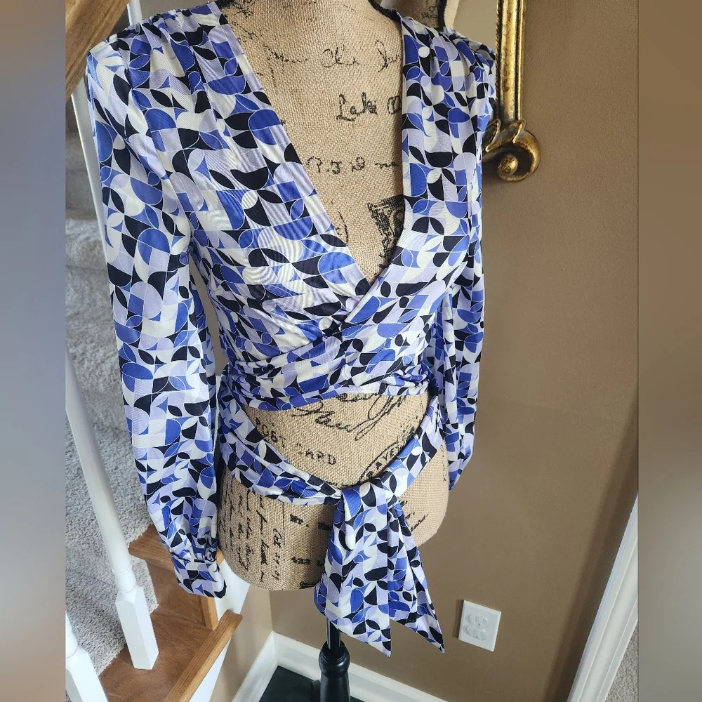 Asos Size 4 Ladies Silk Wrap Top Long‎ Sleeve